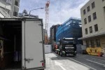 Tiny Truck's new box truck parked with its back open on a central Wellington street